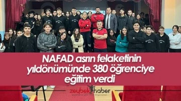 NAFAD asrın felaketinin yıld&ouml;n&uuml;m&uuml;nde 380 &ouml;ğrenciye eğitim verdi