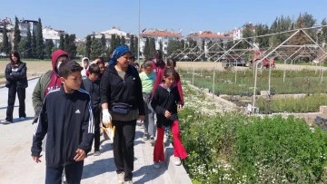 &Ouml;ğrenciler kurumları gezdi, fidan dikti