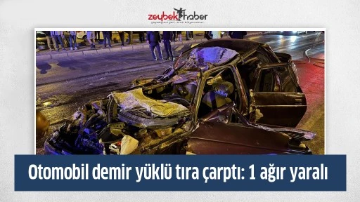 Otomobil demir y&uuml;kl&uuml; tıra &ccedil;arptı: 1 ağır yaralı