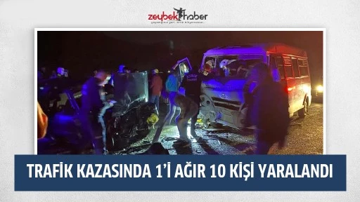 Otomobil ile servis aracı kafa kafaya &ccedil;arpıştı: 1'i ağır 10 yaralı