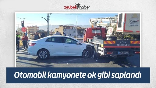 Otomobil kamyonete ok gibi saplandı