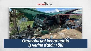 Otomobil yol kenarındaki iş yerine daldı: 1 &ouml;l&uuml;