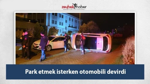 Park etmek isterken otomobili devirdi