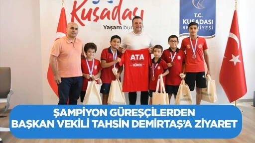 Şampiyon g&uuml;reş&ccedil;ilerden Başkan Vekili Tahsin Demirtaş&rsquo;a ziyaret