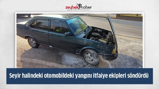 Seyir halindeki otomobildeki yangını itfaiye ekipleri s&ouml;nd&uuml;rd&uuml;