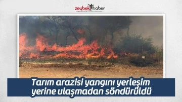 Tarım arazisi yangını yerleşim yerine ulaşmadan s&ouml;nd&uuml;r&uuml;ld&uuml;