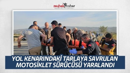 Tarlaya savrulan motosiklet s&uuml;r&uuml;c&uuml;s&uuml; yaralandı