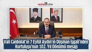 Vali Canbolat&rsquo;ın 7 Eyl&uuml;l Aydın&rsquo;ın D&uuml;şman İşgali&rsquo;nden Kurtuluşu&rsquo;nun 102. Yıl D&ouml;n&uuml;m&uuml; mesajı
