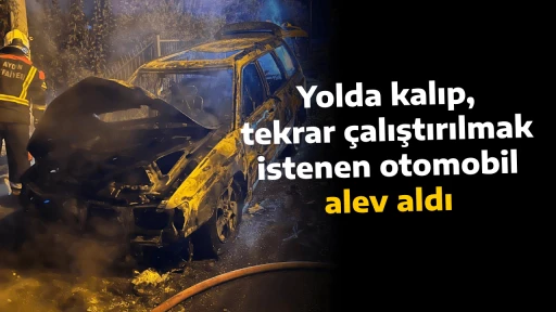 Yolda kalıp, tekrar &ccedil;alıştırılmak istenen otomobil alev aldı