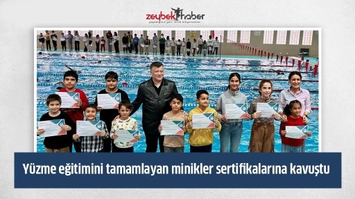 Y&uuml;zme eğitimini tamamlayan minikler sertifikalarına kavuştu